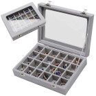 Hall sametist ehtekarp-organiseerija klaaskaanega, 24 lahtrit, 20 × 15 × 5,2 cm