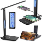 LED-laualamp USB- ja Qi-laadija ning kellaga