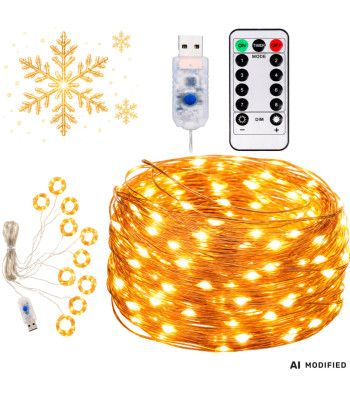 Mikro-led-valguskardin puldi ja taimeriga, soe valge, 300 ledi, 3x3m