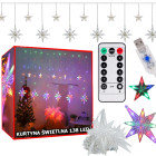 Mitmevärviline tähtedega led-valguskardin puldi ja usb-toitega, 138 led, 3m