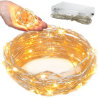 Patareitoitega traatvalgusti, soe valge valgus, 100 led, 10m