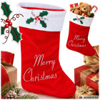 Jõulusokk kingitustele kirjaga „merry christmas”, suur, 62 cm
