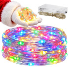 Mitmevärviline patareitoitega led-valguskett peenel traadil, 100 led, 10m