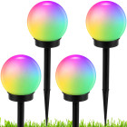 4-osaline RGB-päikesepatareiga kuulikujuline aialamp, maasse torgatav – 10 cm
