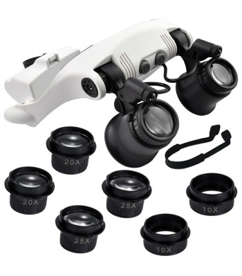 Kellassepa luupprillid kahe led-valgustiga, 10x, 15x, 20x, 25x