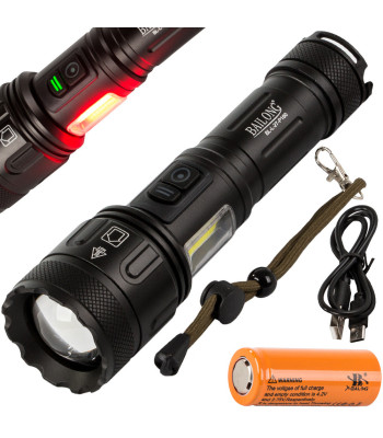 Bailong® taktikaline led-taskulamp suumi, külgvalgustuse ja akupanga funktsiooniga – XHP160, L-27