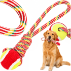 Koera närimis- ja sikutamismänguasi tennisepalliga, 34cm
