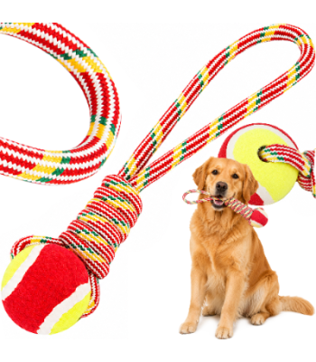 Koera närimis- ja sikutamismänguasi tennisepalliga, 34cm