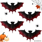 Halloweeni nahkhiirekaunistused, must-punased, komplektis 4 tk, 10 × 5,5 cm