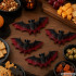Halloweeni nahkhiirekaunistused, must-punased, komplektis 4 tk, 10 × 5,5 cm