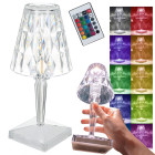 Kristalliefektiga LED-öölamp, RGB, USB, puldiga – 25 cm