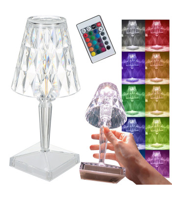 Kristalliefektiga LED-öölamp, RGB, USB, puldiga – 25 cm
