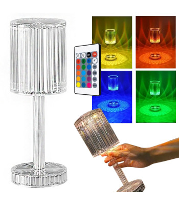 RGB LED kristalliefektiga lauaöölamp USB-laadimise ja puldiga