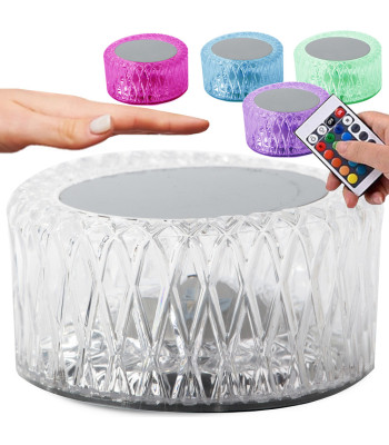 Kristallilookiga LED RGB lauavalgusti USB-kaabli ja kaugjuhtimispuldiga
