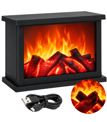 Liikuva leegiefektiga dekoratiivne led-kamin, must, 25 × 17 × 13 cm