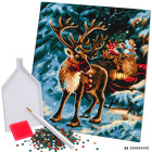 Põhjapõdra ja jõulumotiiviga teemanttikandi komplekt 5d, 30 × 40 cm