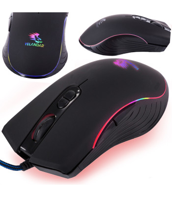 Juhtmega optiline RGB-mängurihiir arvutile ja sülearvutile