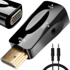 VGA-HDMI-muundur heliedastuse ja 3,5 mm minipistikuga, 5 × 2,5 × 1,5 cm