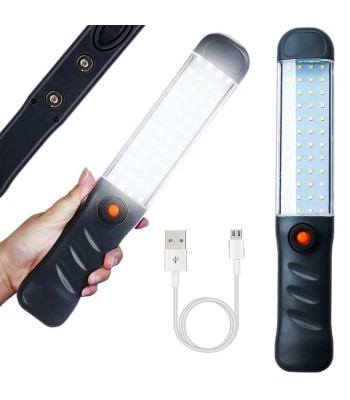Akuga töökoja lamp 48 cob-ledi, usb-laadimise, riputuskonksu ja magnetitega