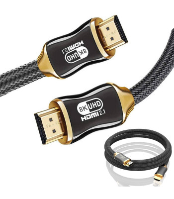Ülikiire hdmi 2.1 kaabel kullatud kontaktide ja nailonpunutisega, 8k 60hz / 4k 120hz, 3m