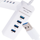 USB-jaotur LED-valgustusega, valge, 4 porti, USB 3.0