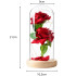 Igavesed roosid klaaskuplis sooja led-valgustusega, punased – 21cm