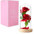 Igavesed roosid klaaskuplis sooja led-valgustusega, punased – 21cm
