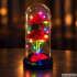 Igavesed roosid klaaskuplis rgb-led-valgustusega, punased