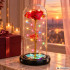 Igavene punakuldne roos klaaskupli all rgb-led-valgustusega – 21cm