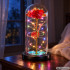 Igavene punakuldne roos klaaskupli all rgb-led-valgustusega – 21cm