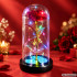 Igavene punakuldne roos klaaskupli all rgb-led-valgustusega – 21cm