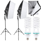 Fotostuudio softbox-valgustite komplekt statiividega, 2 × 135 W