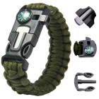 Ellujäämise käevõru kompassi, tulepulga, noa, vile ja paracord-nööriga, 5 ühes, 26 cm