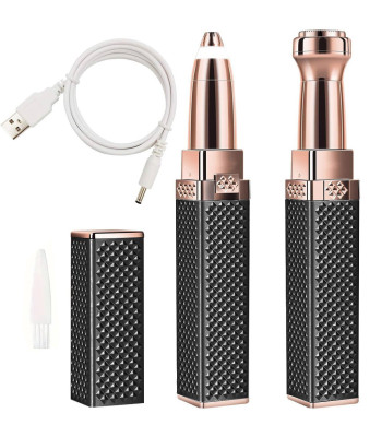 Naiste kulmu- ja näokarvade trimmer LED-valgustusega, must, 13 cm