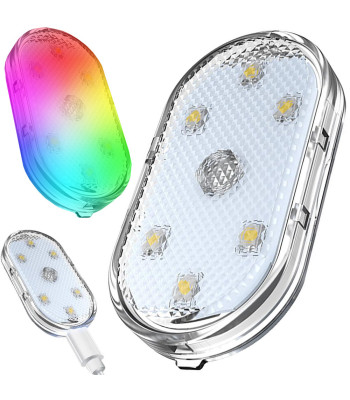 Juhtmevaba puutetundlik RGB LED-autolamp salongivalgustuseks, 6 LED-i, 5,5cm x 2,5cm