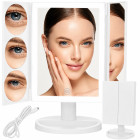 LED-valgustusega kosmeetikapeegel meikimiseks, must, suurendusega 3x, 5x ja 10x
