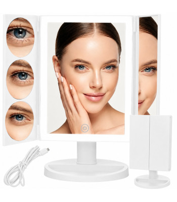 LED-valgustusega kosmeetikapeegel meikimiseks, must, suurendusega 3x, 5x ja 10x