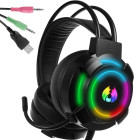 Juhtmega mängurikõrvaklapid RGB LED-valgustuse ja mikrofoniga, 5.1