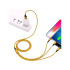 USB-kaabel telefonile, 3-ühes, Lightningi, micro-USB ja Type-C ühendustega, kuldne, 1,2 m