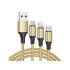 USB-kaabel telefonile, 3-ühes, Lightningi, micro-USB ja Type-C ühendustega, kuldne, 1,2 m