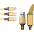 USB-kaabel telefonile, 3-ühes, Lightningi, micro-USB ja Type-C ühendustega, kuldne, 1,2 m