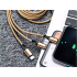 USB-kaabel telefonile, 3-ühes, Lightningi, micro-USB ja Type-C ühendustega, kuldne, 1,2 m