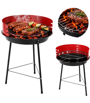 Ümmargune söe- ja briketigrill tuulekaitse ning reguleeritava grillrestiga, 55 cm, Ø 35 cm