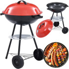 Kaanega söe- ja briketigrill ratastega, ümmargune, kaasaskantav