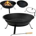 Metallist aia lõkkease grillresti ja tulehargiga, must, 55 cm