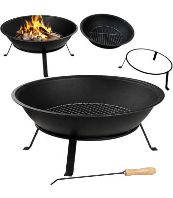 Metallist aia lõkkease grillresti ja tulehargiga, must, 55 cm