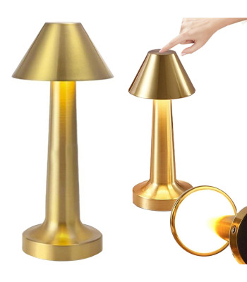 Puutetundlik juhtmevaba LED-öölamp, 3 valgusvärvi, kuldne, 23,5 cm