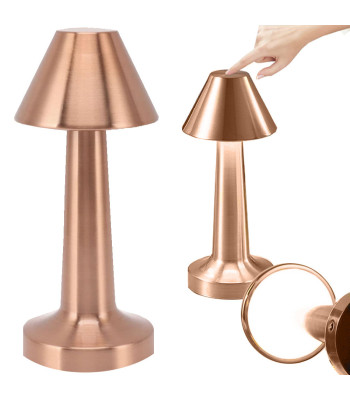 Puutetundlik juhtmevaba LED-öölamp, reguleeritava heleduse ja kolme valguse tooniga, vaskne, 23,5 cm