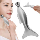 Roostevabast terasest külm gua sha massaažiplaat rullikuga