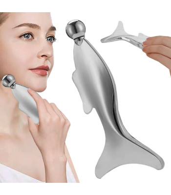 Roostevabast terasest külm gua sha massaažiplaat rullikuga